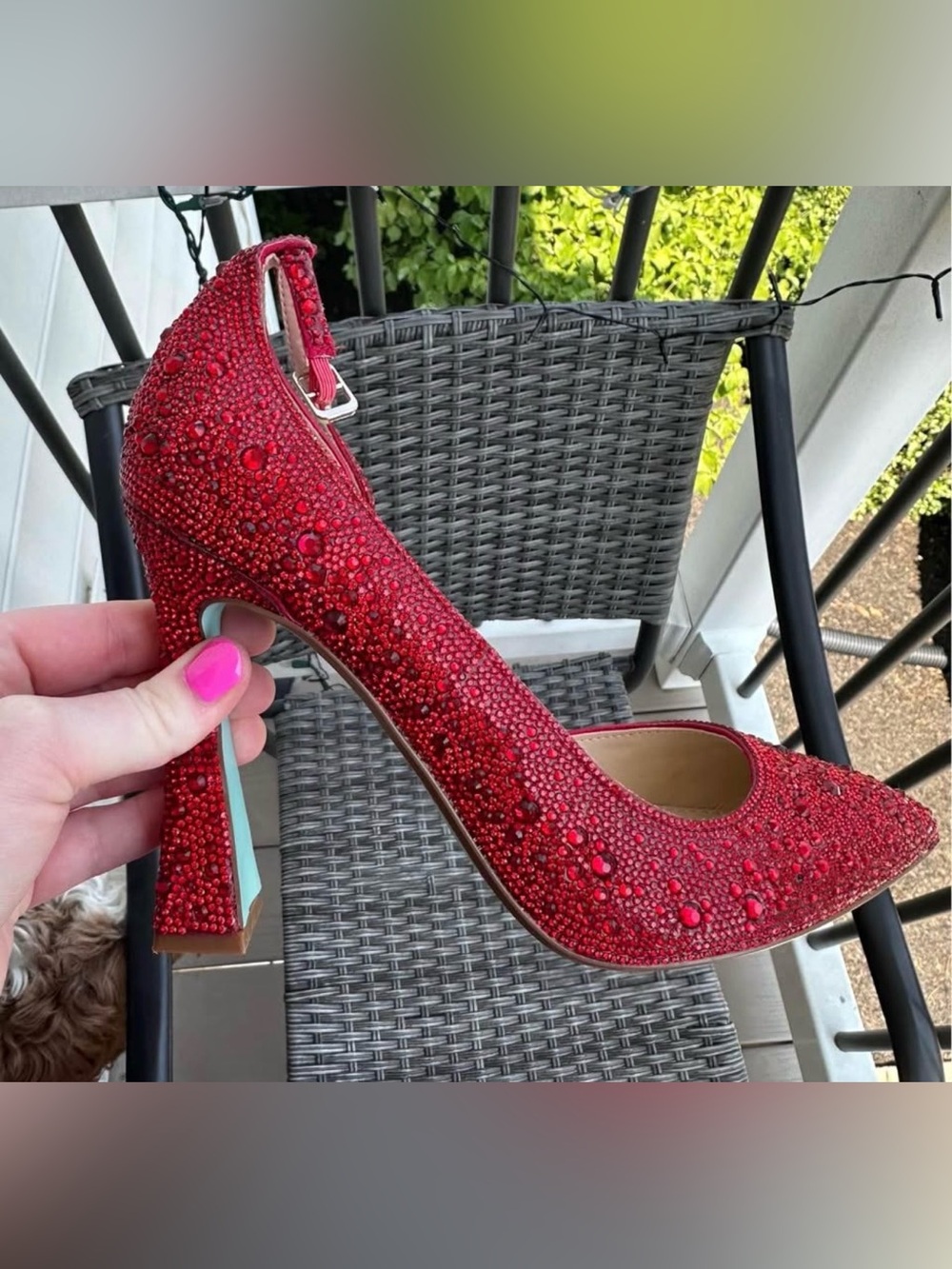Betsey Johnson Red Crystal Embellished Women's High Heel size 10